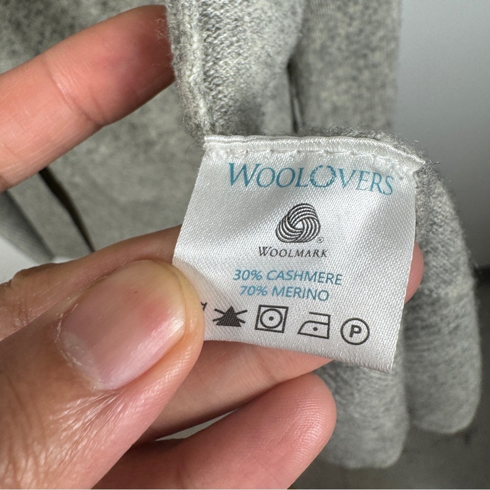 Woolovers Gray Open Front Cardigan Sweater Cashmere Merino Size M Longline Cozy - Picture 12 of 15